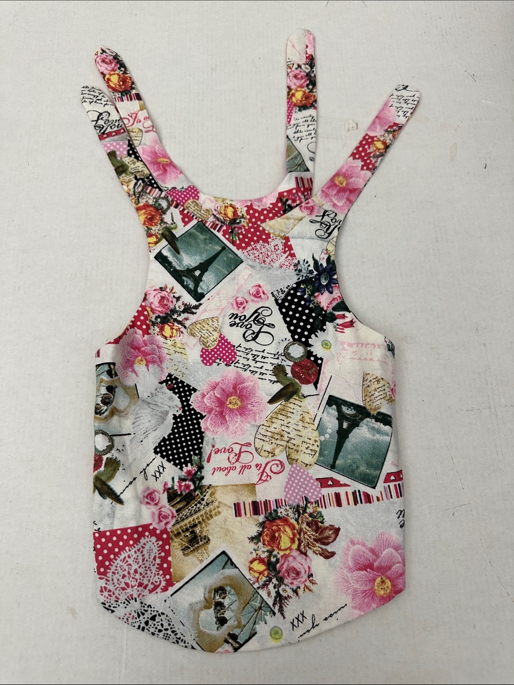 Artisan Vintage Floral Patchwork Dog tie dress in Pink and Green